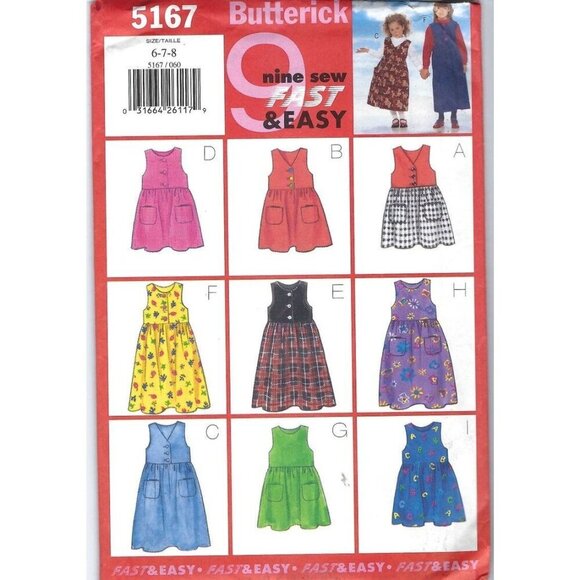 Butterick Sewing Pattern 5167 Jumper Girls Size 2-5 - Picture 1 of 2
